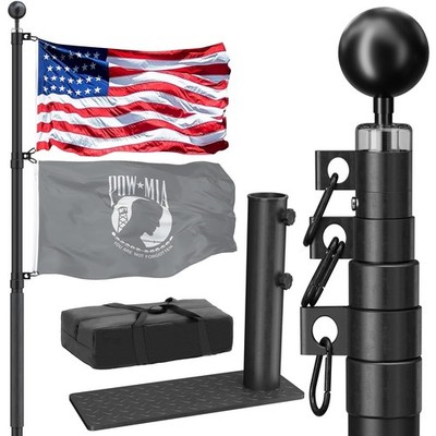 20FT RV Telescoping Flag Pole Kit, Heavy Duty 14-Gauge Aluminum Flagpole with...