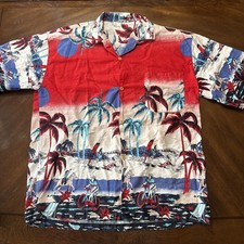 vintage 1940s-1950s rayon Hawaiian shirt Bicycling Sailing Horseback Riding XL