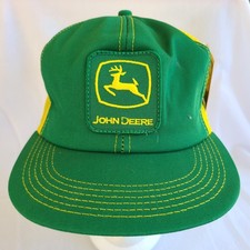 John Deere Trucker Hat Green Yellow Mesh Cap Foam Lining Big Patch K-Product USA