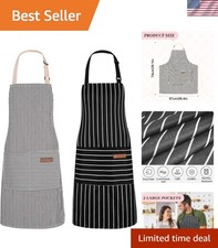 2Pack Adjustable Kitchen Apron for Women Men with 2 Pockets  Cotton-Polyester ...