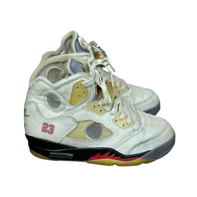 Nike Air Jordan 5 Retro SP x Off-White Sail Fire Red-Muslin-Black