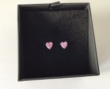 THOMAS SABO Sterling Silver Pink Heart Zirconia Stud Earrings Boxed