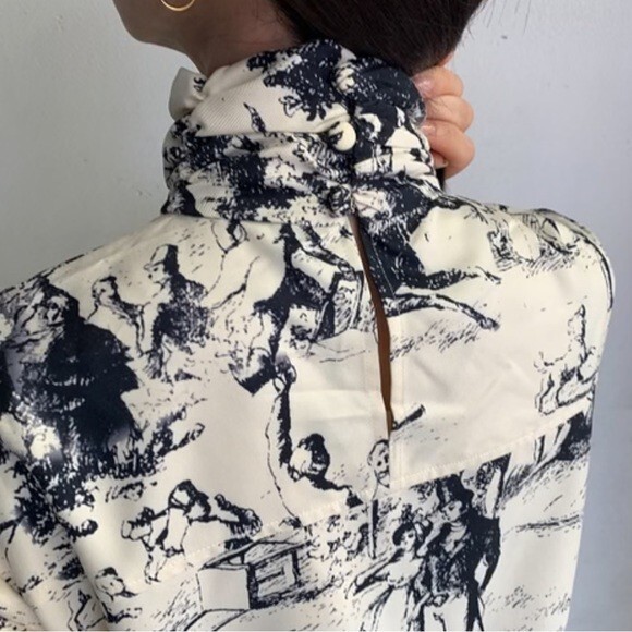 NHOJ / JOHN INDUSTRIES SZ MD French EQUESTRIAN Scenic Printed 