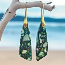 Green Imperial Jasper Stone Teardrop Dangle Earrings Gemstone Drop Earrings Gift