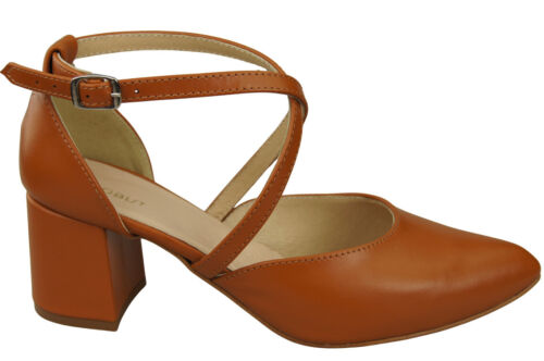 Elegantes sandalias de cuero con lado abierto en tacón estable 218 - Imagen 16 de 113
