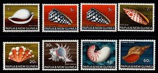 PAPUA NEW GUINEA 1968-69 SEA SHELLS  (8) STAMPS MNH