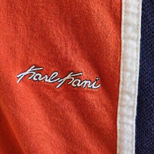 Karl Kani Collared Mens Polo Shirt XL Blue Orange Logo Button - Picture 3 of 9