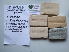 5 BARS RAW GOAT MILK SOAP PURE ESSENTIAL OILS HAPPY GOAT CREAMERY CHEAP BULK LOT