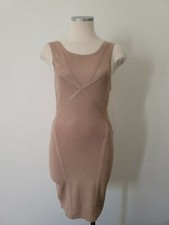 GUESS Eugenia Tan Champagne Bodycon Midi Sweater Dress Size Small NWT 