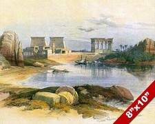 ANCIENT PHILAE RUINS ON NILE RIVER EGYPT EGYPTIAN PAINTING ART REAL CANVAS PRINT