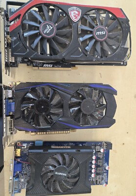 3 X Video Card MSI R9 280X(3G), Nvidia GTX750TI(2G), Gygbyte GV-N98TGR-512I(512M