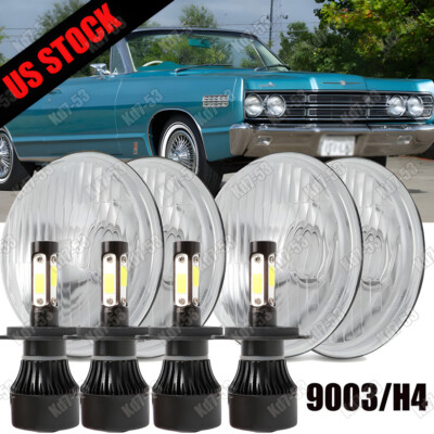 4PCS for Mercury Cougar 1967-76 Monterey Comet 5.75'' Round LED Headlights Hi/Lo