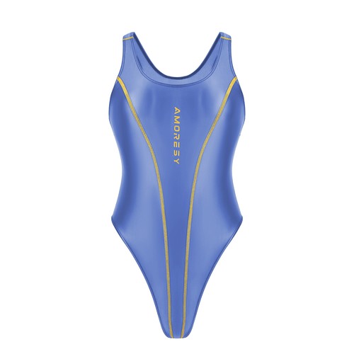 Amoresy Shiny Glossy Badeanzug Wettkampfschwimmen Sport Turnanzug Stretch Bademode - Bild 24 von 27