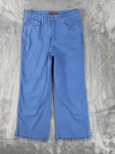 Judy Blue Jeans Womens 9/29 Blue Garmet Dyed Wide Leg Crop Raw Hem Stretch Denim