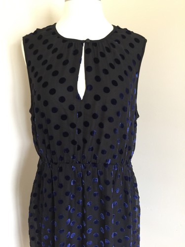 J.CREW SILK VELVET POLKA DOT DRESS 14 BLACK NAVY PARTY F9829 NEW - Picture 5 of 11