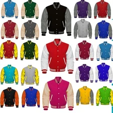 High Quality  Letterman Wool & Cowhide Leather Sleeves  Bomber  Varsity Jacket
