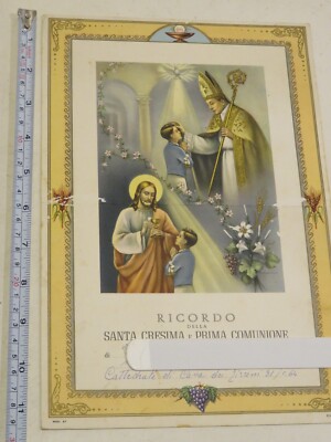 old diploma CAVA DEI TIRRENI 1964 memory of Confirmation and First Communion of