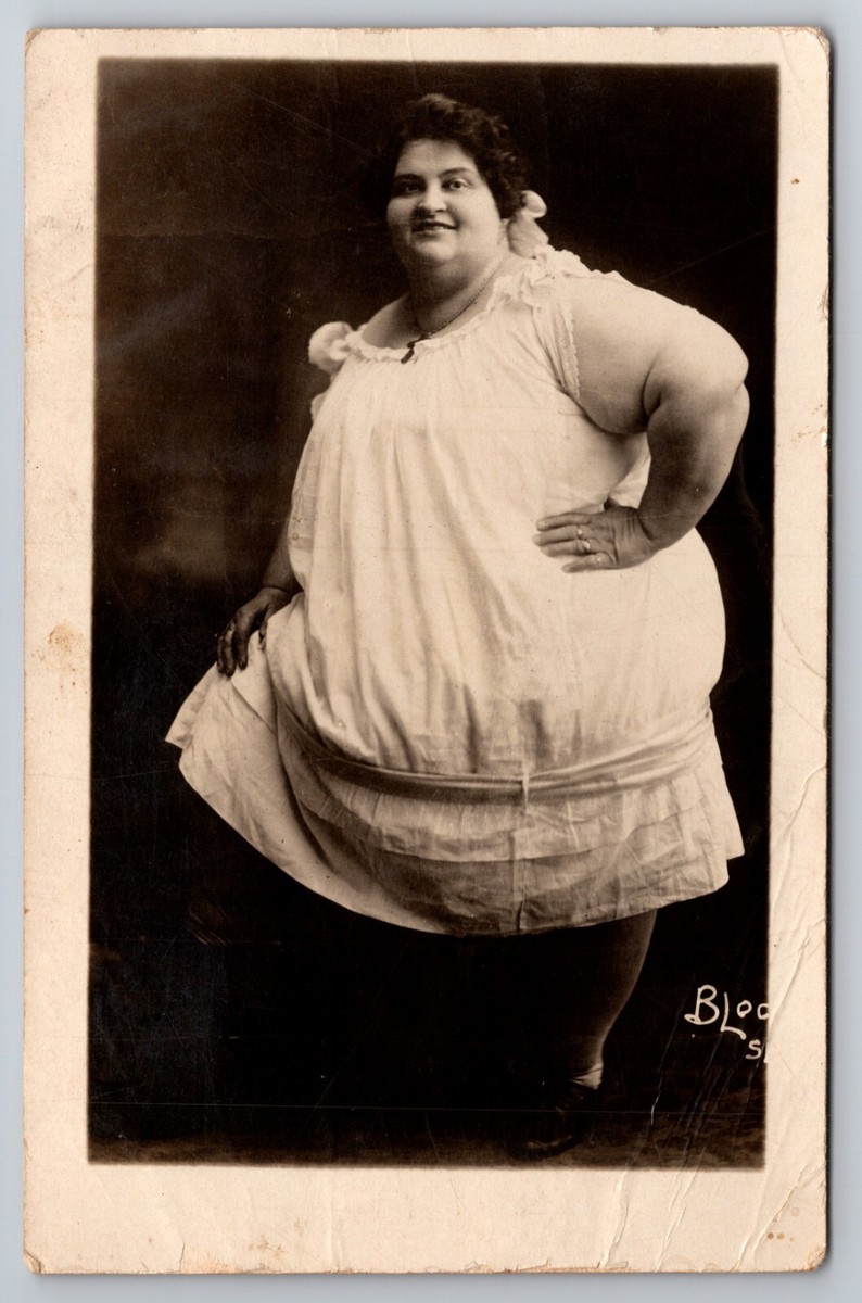 Sideshow Fat Lady Gertrude West Chicago Illinois c1910 Real Photo