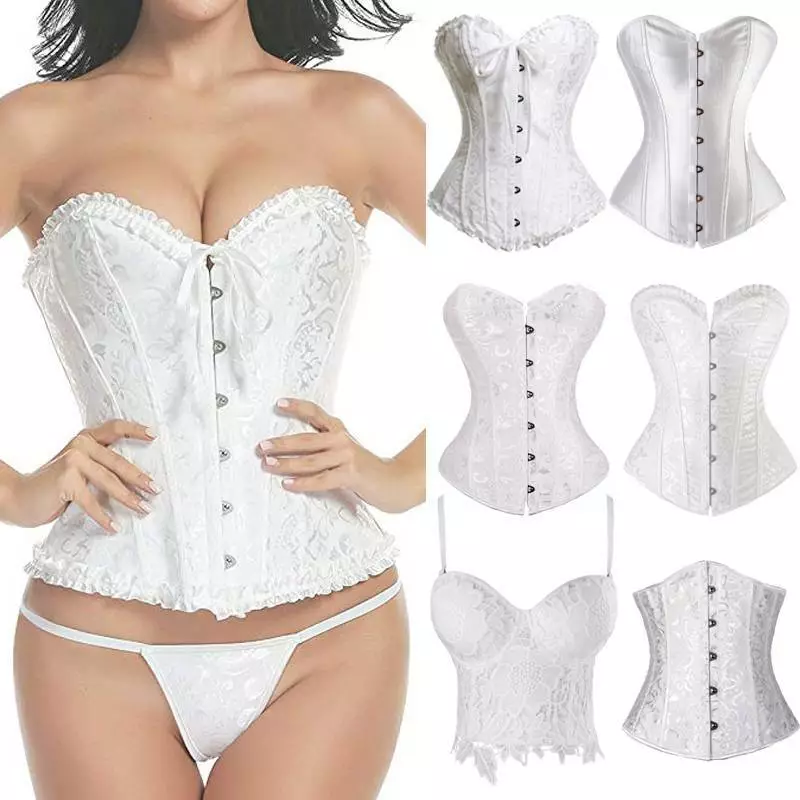 White Waist Training Cincher Corset Body Shaper Shapewear Wedding Dress  Lace-Up | eBay