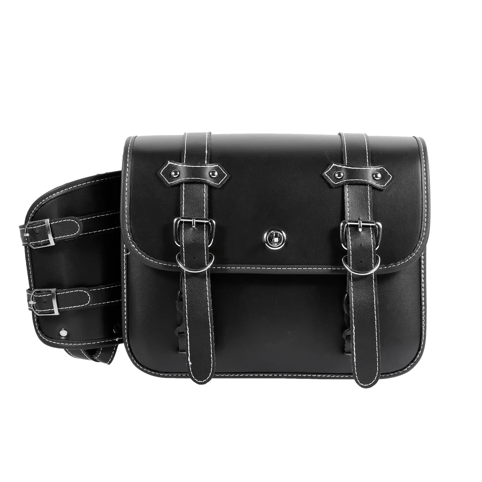 Black Side Saddlebag Tool Bags PU Leather For Honda VTX1800 1300C Motorcycle - Image 4 of 4