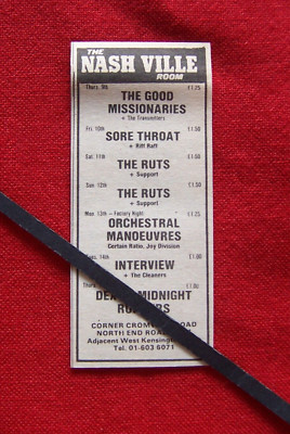 JOY DIVISION OMD THE NASHVILLE LONDON 1979 VINTAGE GIG CONCERT ADVERT