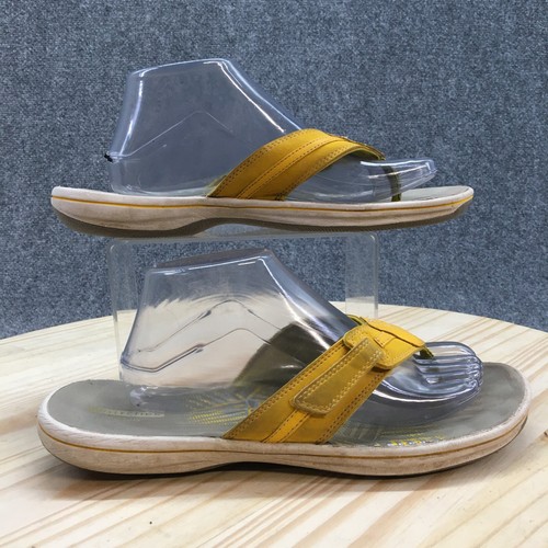 Clarks Collection Shoes Womens 10 Sunmaze Sky Flip Flop Flats Yellow Slip On