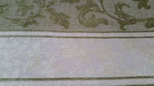 Tessuto tappezzeria/drappeggio floreale verde/beige/avorio ciniglia rotolo 57" 24yds BTY - Foto 3 di 12