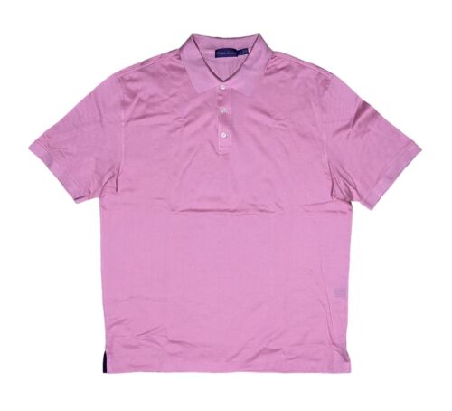 Ralph Lauren Men’s XL Purple Label Made in Italy Pink Mesh Cotton Polo Shirt