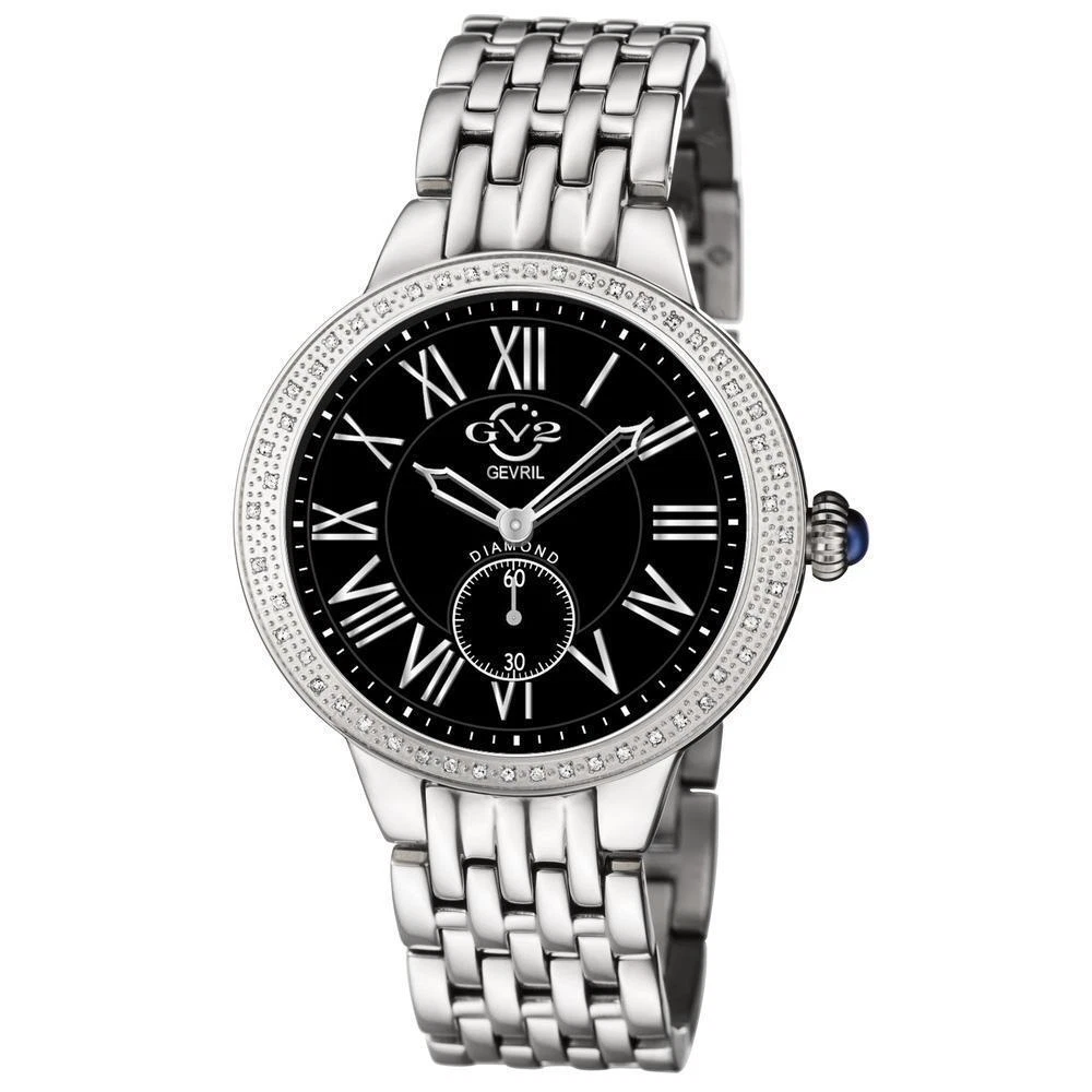 GV2 by Gevril Womens Astor 9110 Black Dial Diamond Swiss Quartz