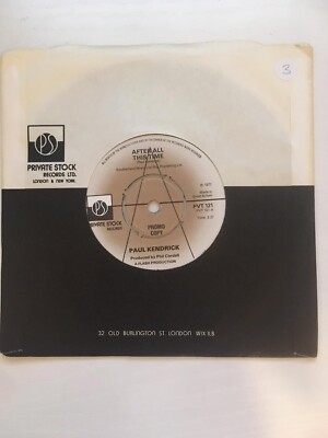 Paul Kendrick  After All This Time 7'' Promo Copy