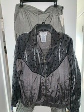 Vtg 80's nylon windbreaker Track Jogging Suit parachute silver gray small