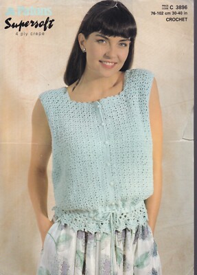 Patons 3896 Original Damen Häkelanleitung Häkel Camisole Top 4-fädig