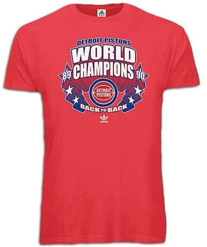 Винтажная футболка Adidas Detroit Pistons NBA Mens World Champions 89-90, красная