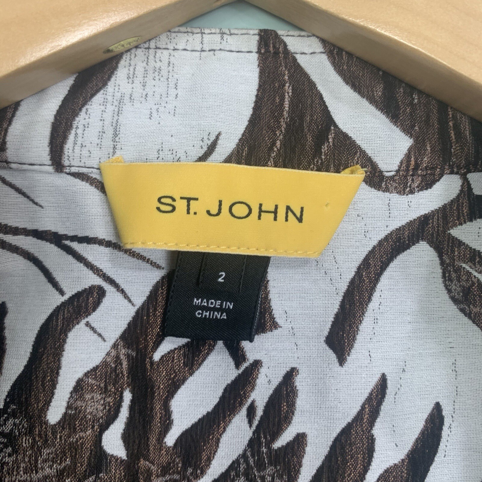 St John Leaf Print Short Sleeve Light Weight Jack… - image 17