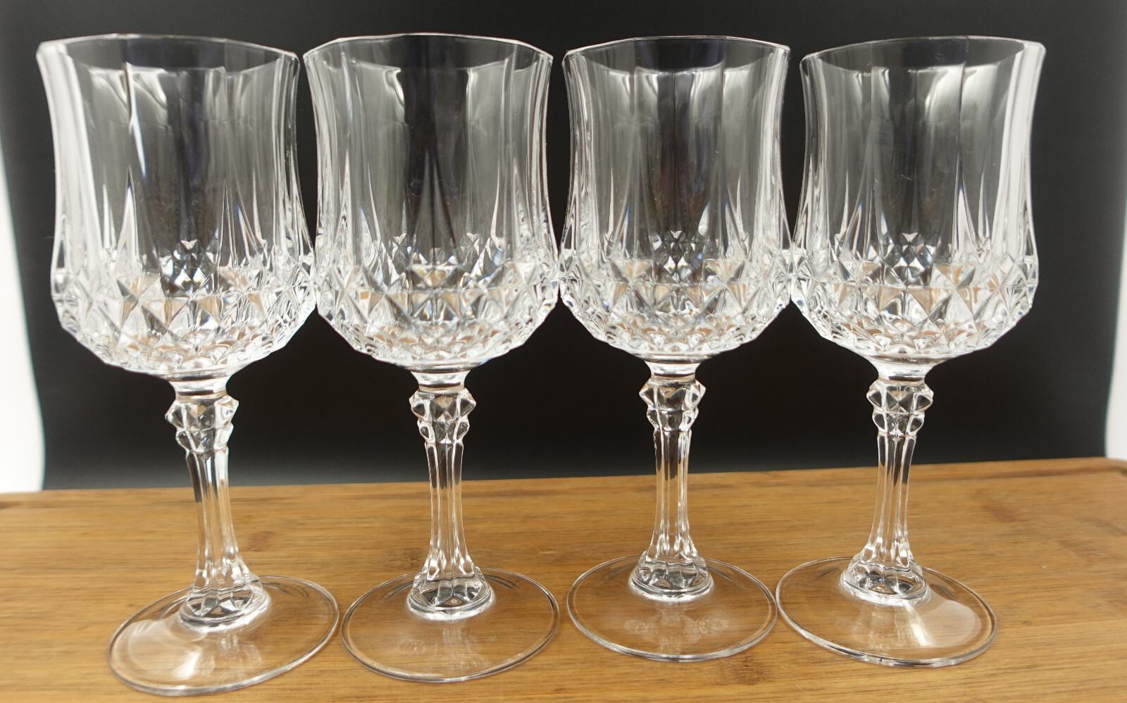 4 CRISTAL D'ARQUES Longchamp Crystal Wine Glasses