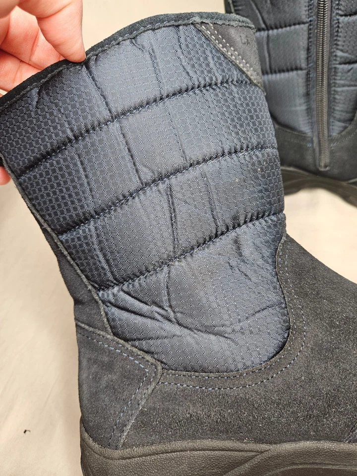 Lands End Snow Outdoor Boots Womens 8.5 Navy Blue Suede Fleece Lined Mid Calf - Image 2 of 4