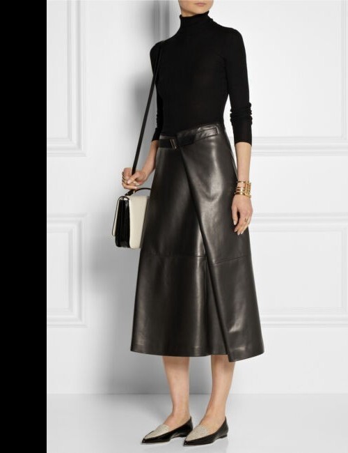 The Row Black Leather Midi Skirt, $4599 | eBay