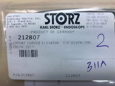 212807 KARL STORZ lempert curved elevator, tip width 7mm, length: 18cm