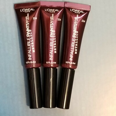 3x L'Oreal Infallible Lip Paints 334 Smoldering Eclipse
