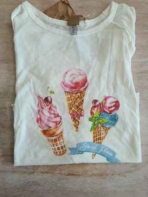     Please Süßes T-Shirt für Mädchen Neu mit Etikett. Gr. 128 Cremeweiß 
