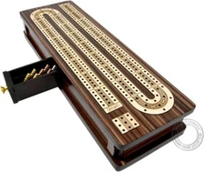 House of Cribbage - Continuous Cribbage Board / Box Inlaid in Rosewood / Mapl...