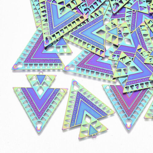 50 Stck. Mehrfarbig 201 Edelstahl Anhänger Charms Geätzte Metall Verzierungen - Bild 134 von 139