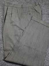Joseph  Feiss Men Dress Pants Gray Pleated Cuffed Wool Blend 40 x 32