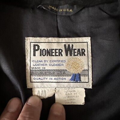 Vintage Pioneer Wear Western Fringe Jacket Size 44L Black Suede