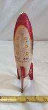 Rocket To The Moon Cast Iron Coin Bank With Painted Antique Finish (9" x 3").