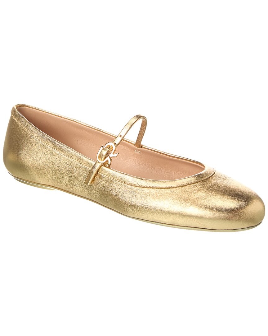 Gianvito Rossi Carla Leather Flat Women's Gold 39 | eBay