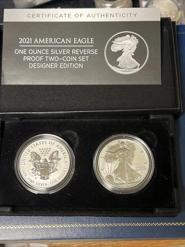 American Eagle 2021 One ounce Silver Reverse Proof Two-Coin Set Designer Edition