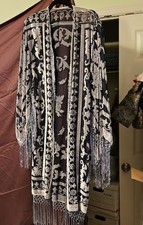Silk burnout velvet kimono jacket or "flapper-style" fringe jacket/duster from