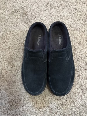 LL Bean Slip On Suede Clogs Black Men s 10 M Comfort Casual