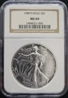 1989 American Silver Eagle 1oz ☆ MS69 NGC Brown Label ☆ Free Shipping